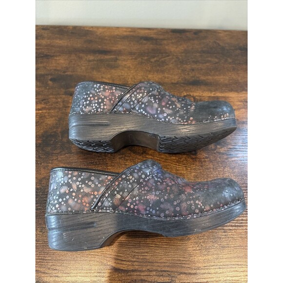 Dansko Professional Clog Womens 40 Leather Multicolor Polka Dot Purple Shoes - Picture 2 of 7